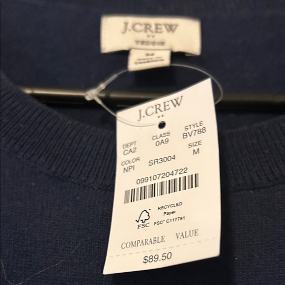 J Crew- Heart Patterned Navy and Pink Sweater, Size Medium - Picture 9 of 13